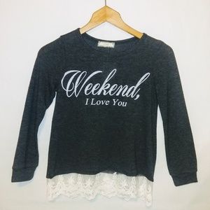NWT Soprano Weekend Love Lace Sweater Top Shirt